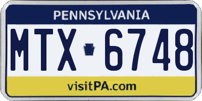 PA license plate MTX6748