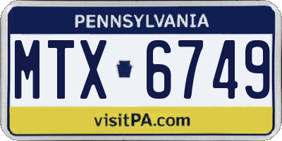 PA license plate MTX6749