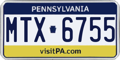 PA license plate MTX6755