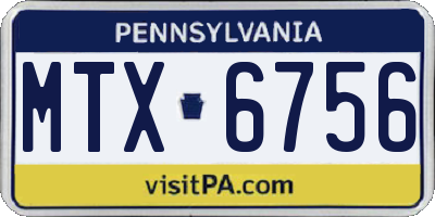 PA license plate MTX6756