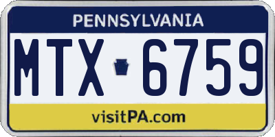 PA license plate MTX6759