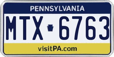 PA license plate MTX6763