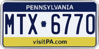 PA license plate MTX6770