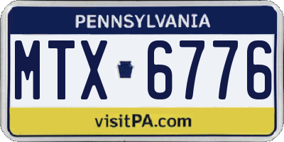 PA license plate MTX6776