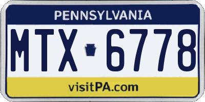 PA license plate MTX6778