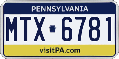 PA license plate MTX6781