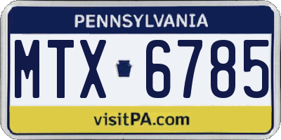 PA license plate MTX6785
