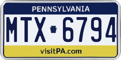 PA license plate MTX6794