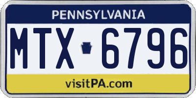 PA license plate MTX6796