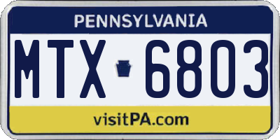 PA license plate MTX6803