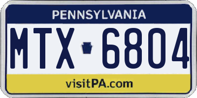 PA license plate MTX6804
