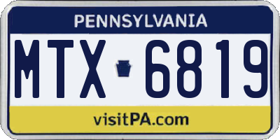 PA license plate MTX6819