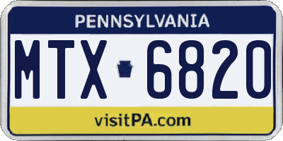 PA license plate MTX6820