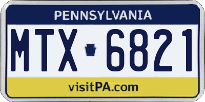 PA license plate MTX6821