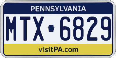 PA license plate MTX6829