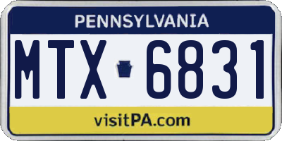 PA license plate MTX6831