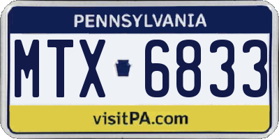 PA license plate MTX6833