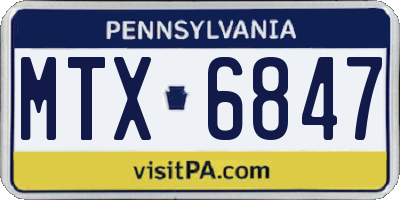 PA license plate MTX6847