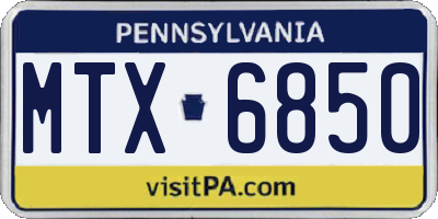 PA license plate MTX6850
