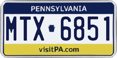 PA license plate MTX6851