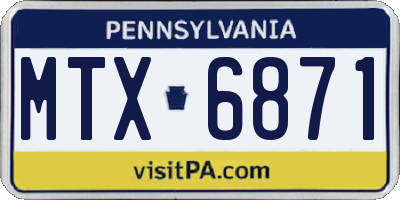 PA license plate MTX6871