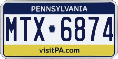 PA license plate MTX6874