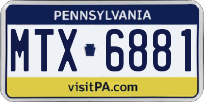 PA license plate MTX6881
