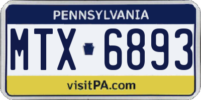 PA license plate MTX6893