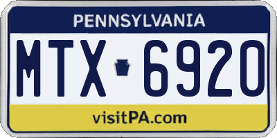 PA license plate MTX6920