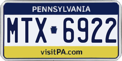 PA license plate MTX6922