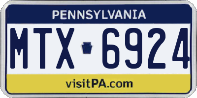 PA license plate MTX6924