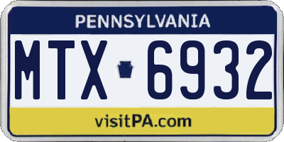 PA license plate MTX6932