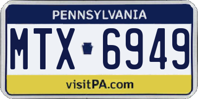 PA license plate MTX6949