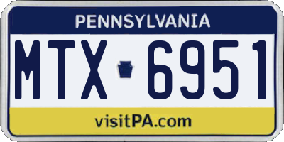 PA license plate MTX6951