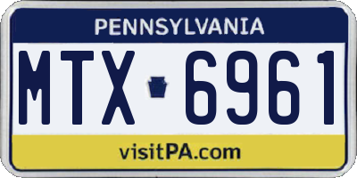 PA license plate MTX6961