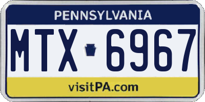 PA license plate MTX6967