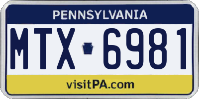 PA license plate MTX6981