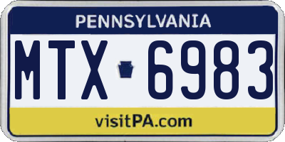 PA license plate MTX6983