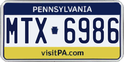 PA license plate MTX6986