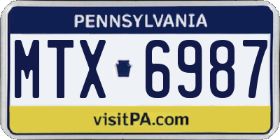 PA license plate MTX6987