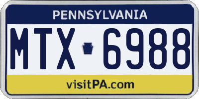 PA license plate MTX6988