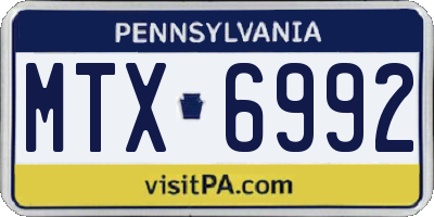 PA license plate MTX6992