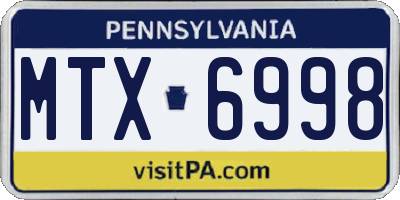 PA license plate MTX6998