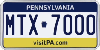 PA license plate MTX7000