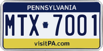 PA license plate MTX7001