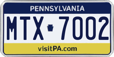 PA license plate MTX7002