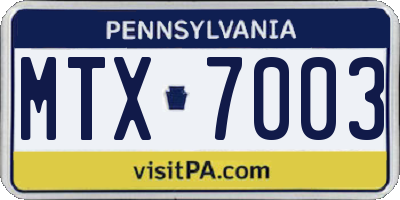 PA license plate MTX7003