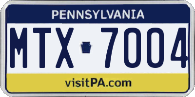PA license plate MTX7004