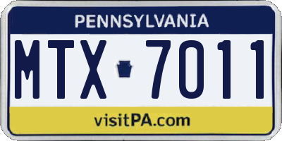 PA license plate MTX7011