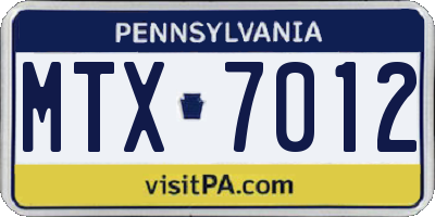 PA license plate MTX7012